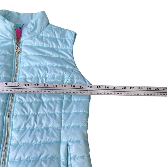 Lilly Pulitzer Puffer Vest Women’s Small Whisper Blue Pockets Full Zip Front - Picture 8 of 9